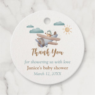 Aeroplane Baby Shower Favour Tags