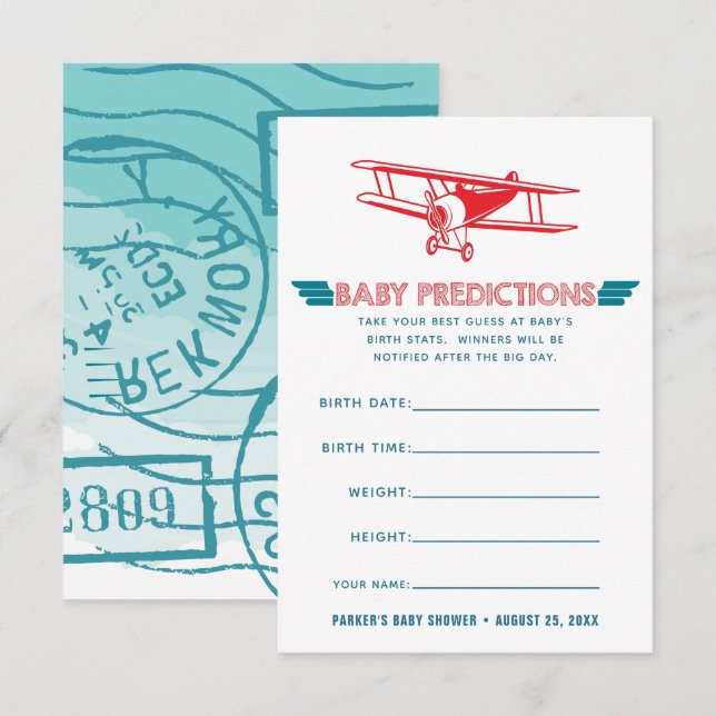Aeroplane Baby Shower Guessing Game Invitation (Front/Back)