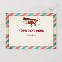 Aeroplane Baby Shower insert card Adventure Travel