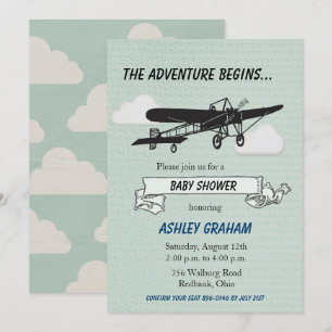 Aeroplane Baby Shower Invitation