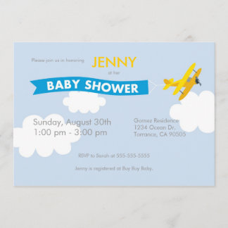 Aeroplane Baby Shower Invitation