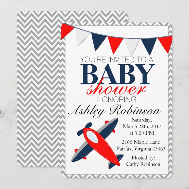 Aeroplane | Baby Shower Invitation (Front/Back)