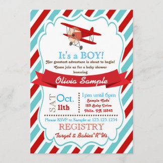 Aeroplane Baby Shower Invitation