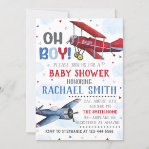Aeroplane Baby Shower Invitation, Boy Baby Shower Invitation