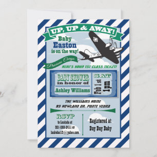 Aeroplane baby shower invitation ticket CUSTOM