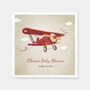 Aeroplane Baby Shower Napkin Adventure Travel