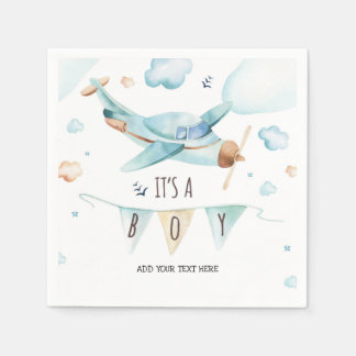Aeroplane Baby Shower Napkins - It's a Boy