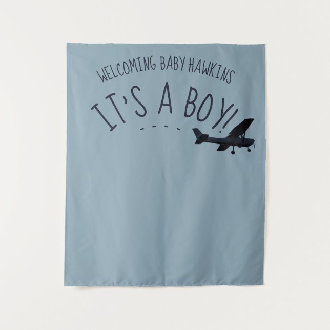 Aeroplane Baby Shower Photo Backdrop Tapestry (Front)