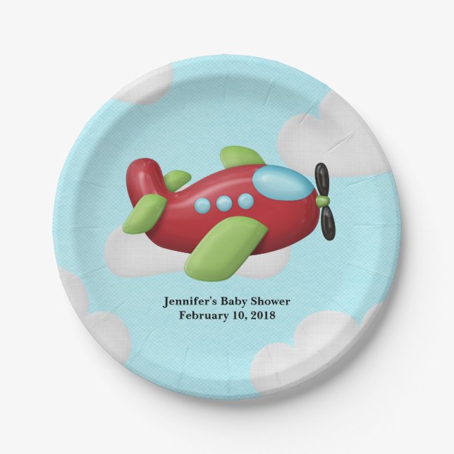 Aeroplane Baby Shower Plates (Front)