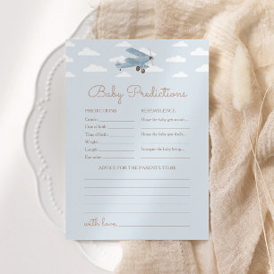Aeroplane Baby Shower Predictions and Advice Card