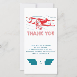Aeroplane Baby Shower Thank You Card