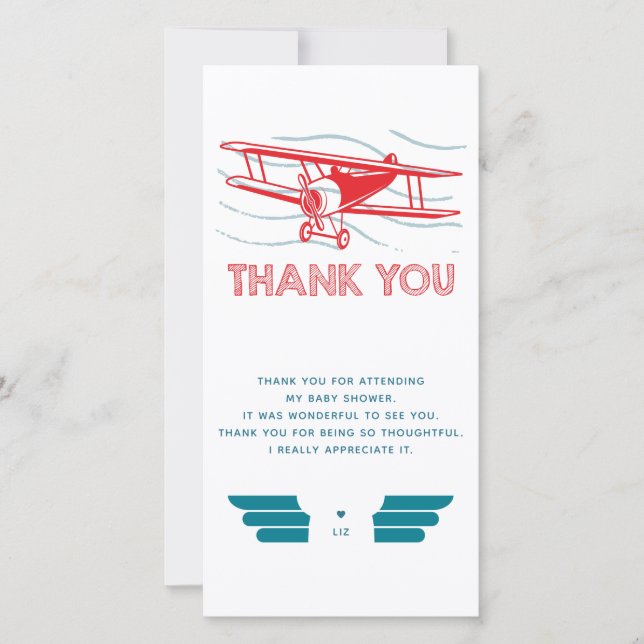 Aeroplane Baby Shower Thank You Card (Front)