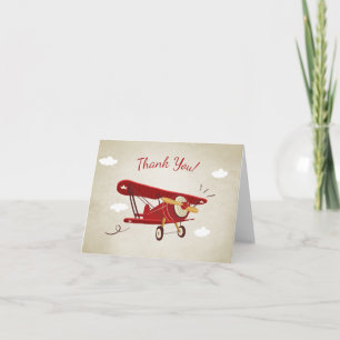 Aeroplane Baby shower Thank you card Adventure