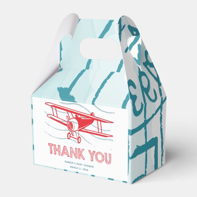 Aeroplane Baby Shower Thank You Favour Box (Front Side)