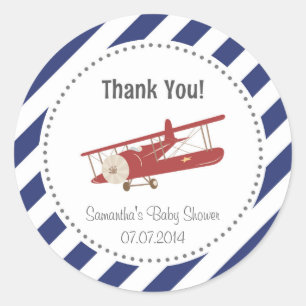Aeroplane Baby Shower Thank You Sticker