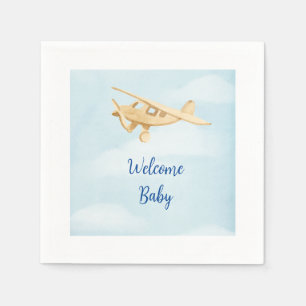 Aeroplane Baby Shower Watercolor Napkins