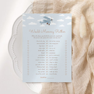 Aeroplane Baby Shower Would Mummy Rather Game Invitation