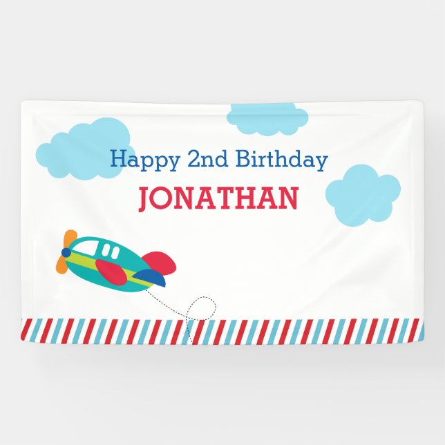 Aeroplane Backdrop Banner (Personalised) (Horizontal)