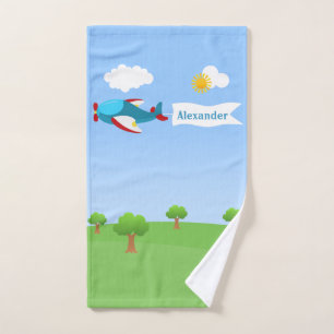 Aeroplane Banner Boy Bath Towel Set