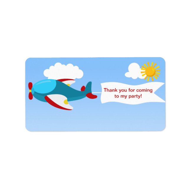 Aeroplane Banner Boy Favour Tag Label (Front)
