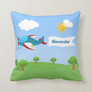 Aeroplane Banner Boy Throw Pillow