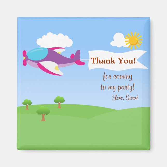 Aeroplane Banner Girl Thank You Magnet (Front)