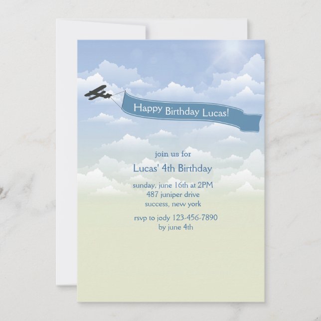 Aeroplane Banner Invitation (Front)