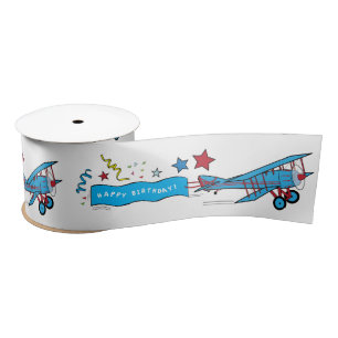 Aeroplane: Biplane Birthday Party 3 Inches Satin Ribbon