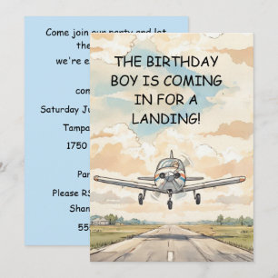 Aeroplane Birthday Boy Party Digital Download Invitation