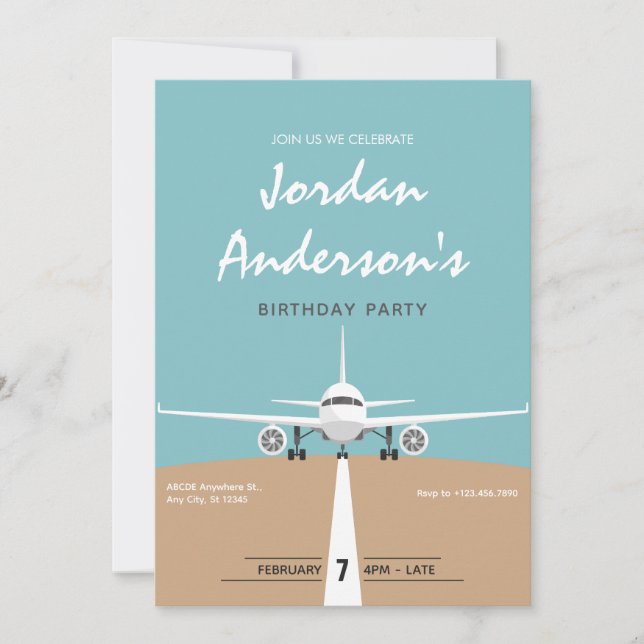 Aeroplane birthday invitation (Front)