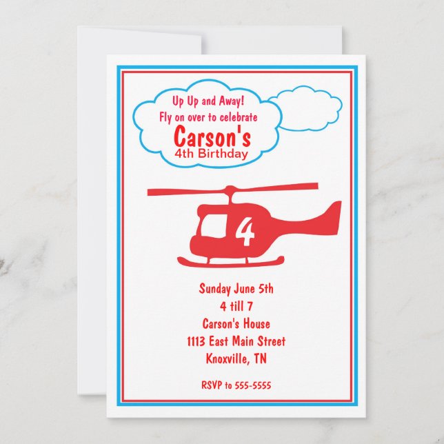 Aeroplane Birthday Invitation (Front)