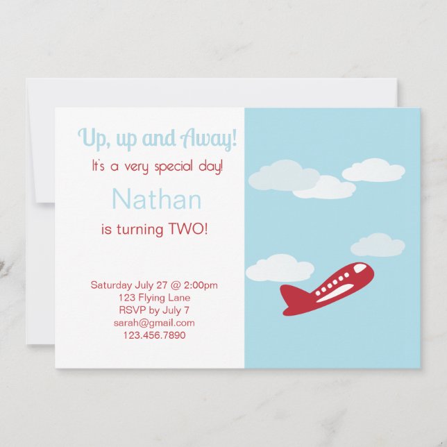 Aeroplane Birthday Invitation (Front)