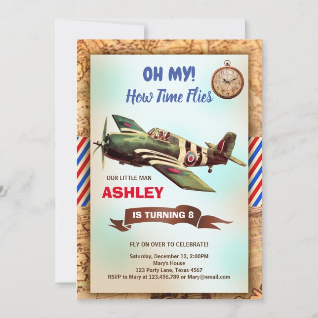 Aeroplane Birthday Invitation (Front)