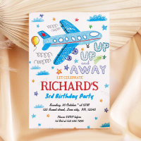 Aeroplane Birthday Invitation, Aeroplane Hand Draw