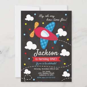 Aeroplane Birthday Invitation Boy / Time Flies