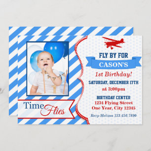 Aeroplane Birthday Invitation   Photo Invite