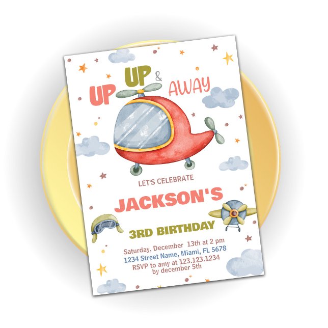 Aeroplane Birthday Invitations Green Orange (Airplane Birthday Invitations Green Orange)