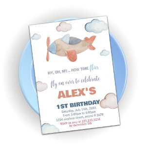 Aeroplane Birthday Invitations Orange