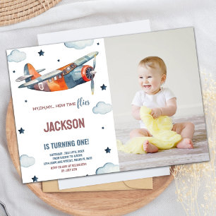 Aeroplane Birthday Invitations Orange With photo