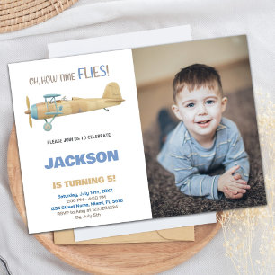 Aeroplane Birthday Invitations with photo