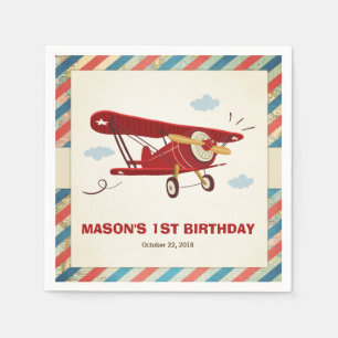 Aeroplane Birthday Napkins Adventure Travel Plane
