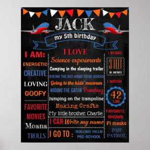 Aeroplane Birthday Party chalkboard sign poster
