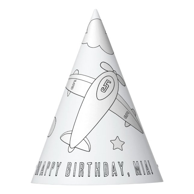 Aeroplane Birthday Party - Colour Your Own Hat (Front)