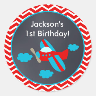 Aeroplane Birthday Party Favour Stickers
