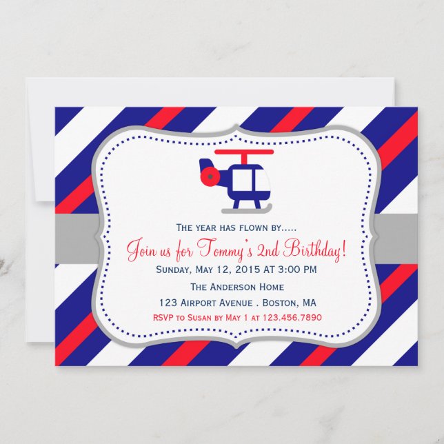 Aeroplane Birthday Party Invitation (Front)