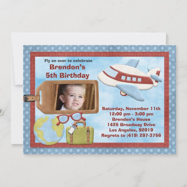 Aeroplane Birthday Party Invitation (Front)