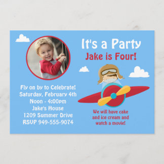 Aeroplane Birthday Party Invitation