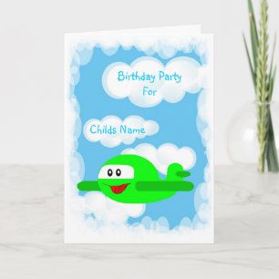 Aeroplane Birthday Party Invitation-Customisable Invitation
