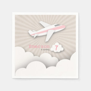 Aeroplane Birthday Party - Pink Napkin