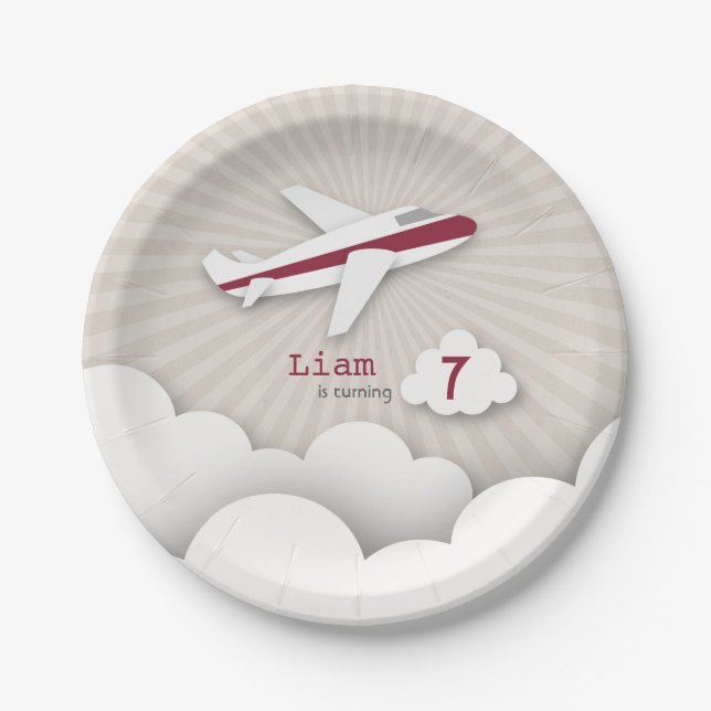 Aeroplane Birthday Party - Red Paper Plate (Front)